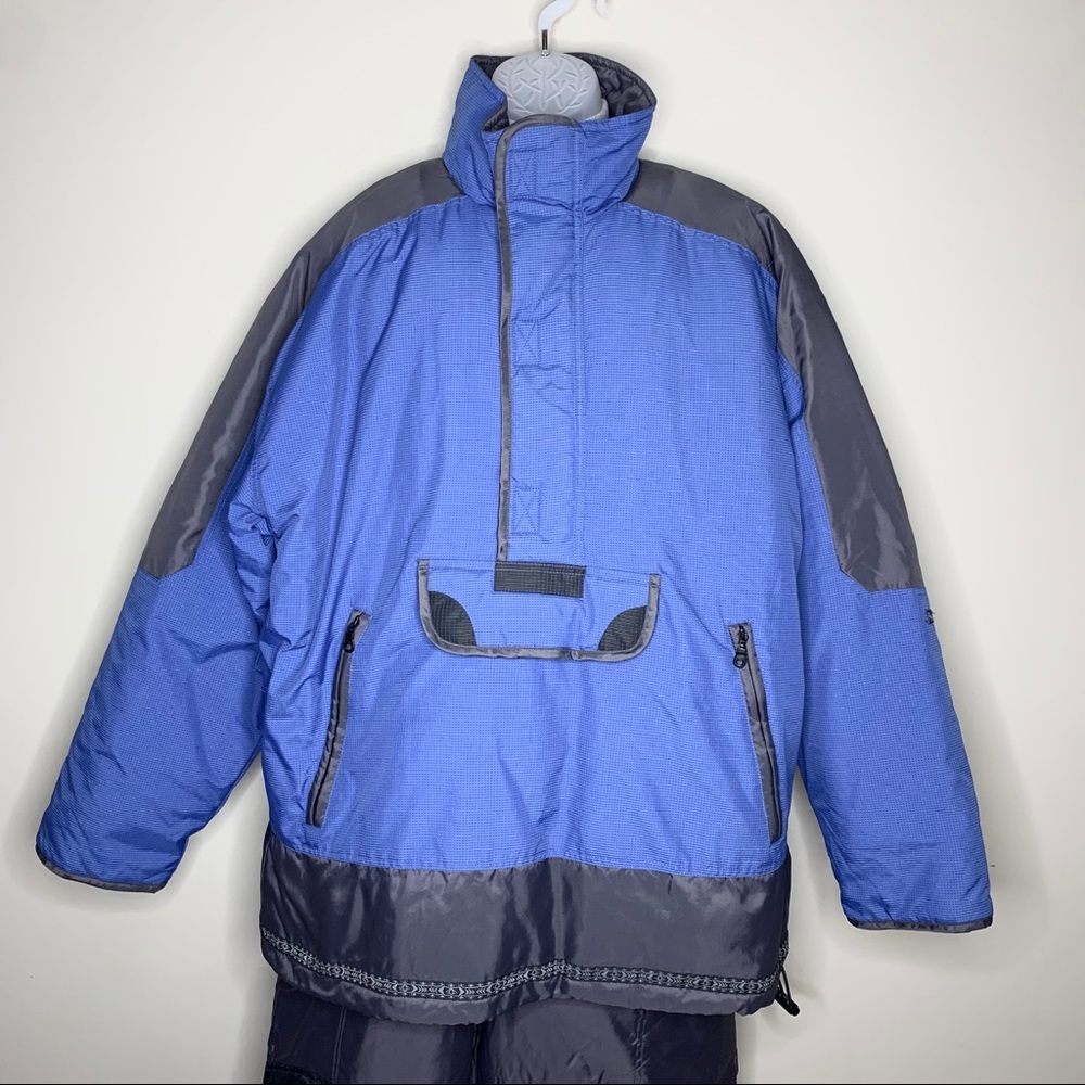 Vintage Snow Ski Jacket Pull-Over Style Blue Gray
